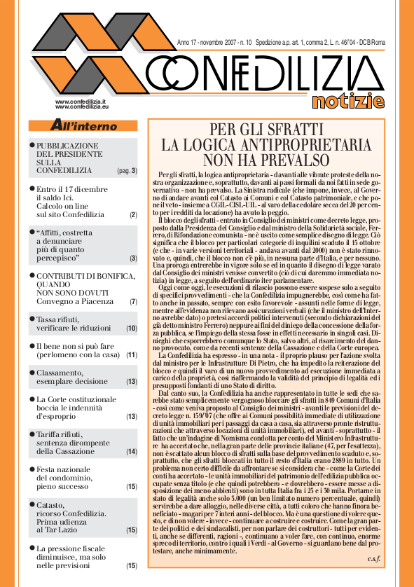 Confedilizia notizie – Novembre 2007