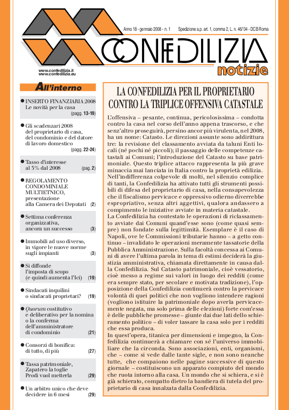 Confedilizia notizie – Gennaio 2008