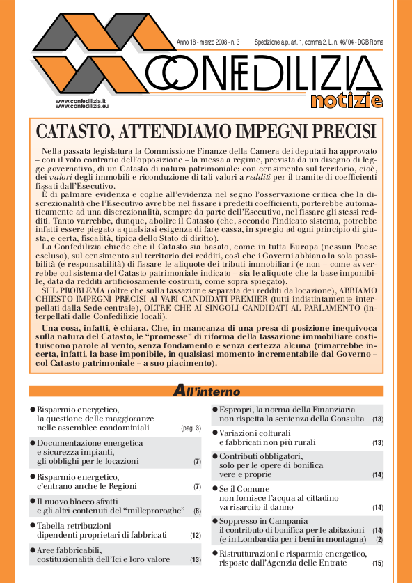 Confedilizia notizie – Marzo 2008