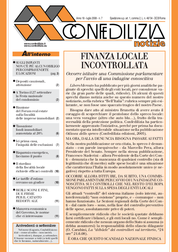 Confedilizia notizie – Luglio 2008