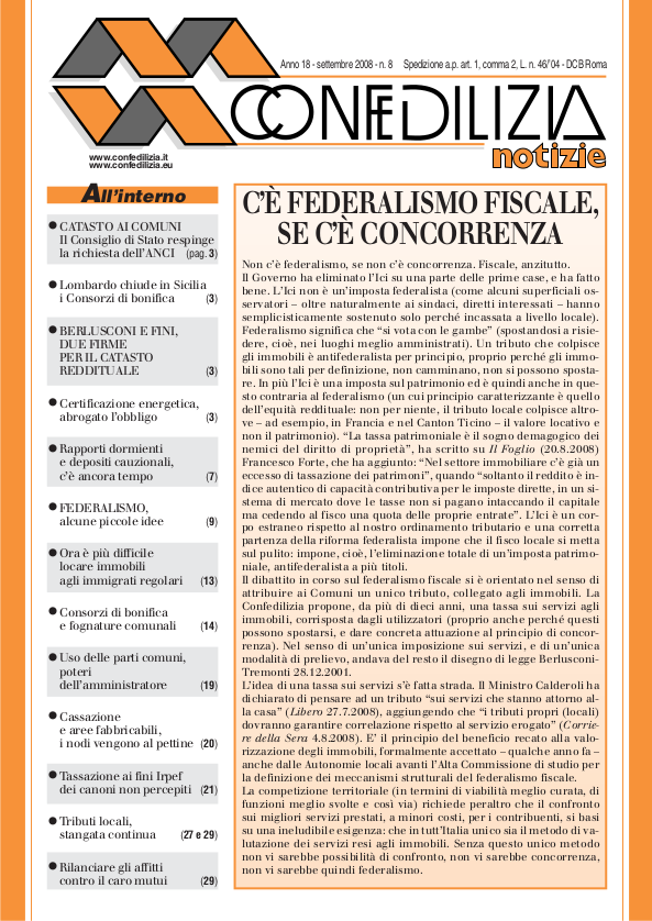 Confedilizia notizie – Settembre 2008