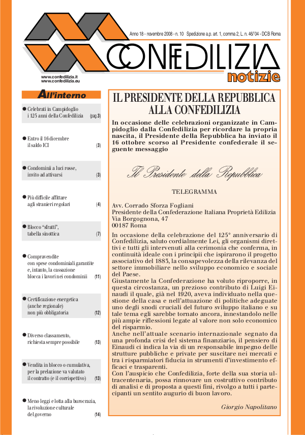 Confedilizia notizie – Novembre 2008