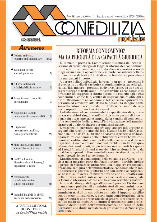 Confedilizia notizie – Dicembre 2008