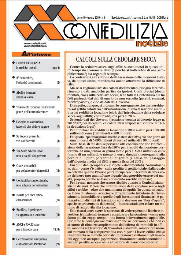 Confedilizia notizie – Giugno 2009