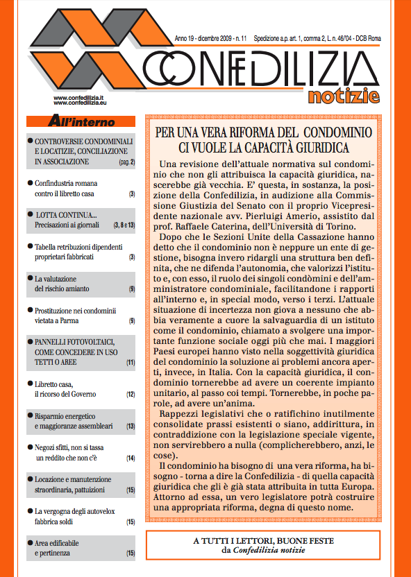 Confedilizia notizie – Dicembre 2009