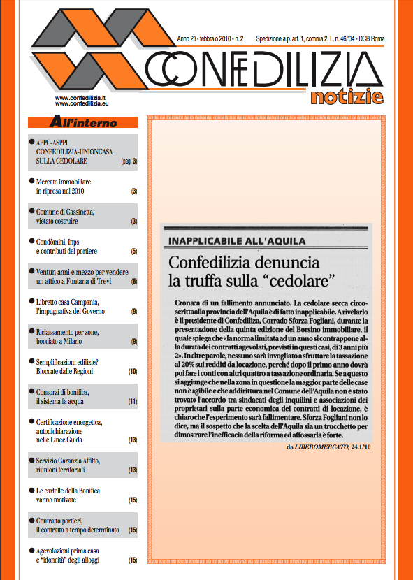 Confedilizia notizie – Febbraio 2010