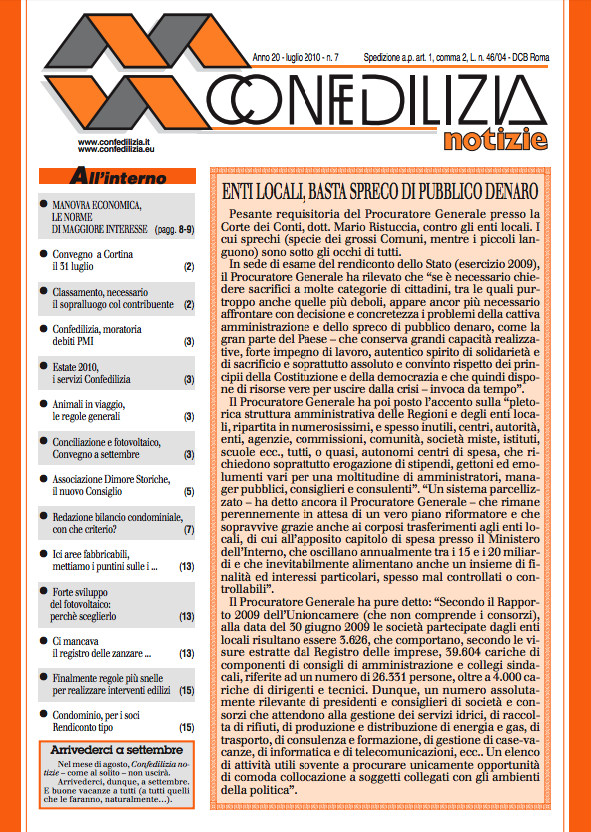 Confedilizia notizie – Luglio 2010