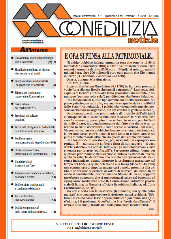 Confedilizia notizie – Dicembre 2010