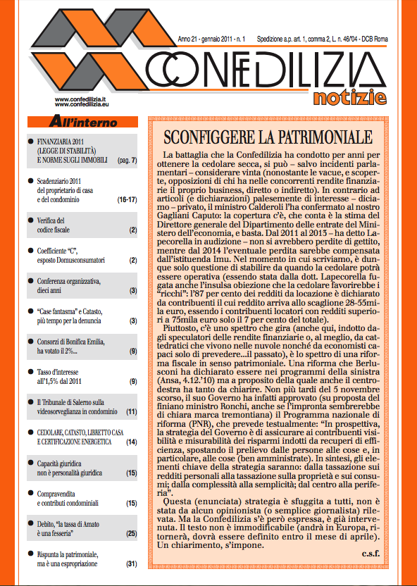 Confedilizia notizie – Gennaio 2011