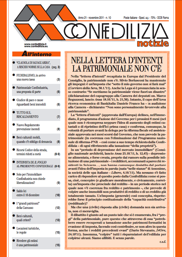 Confedilizia notizie – Novembre 2011