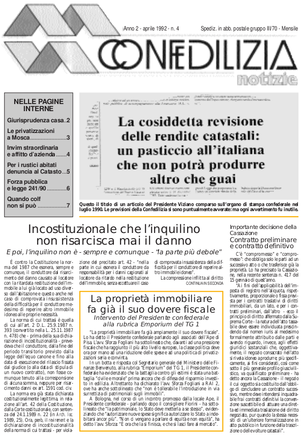 Confedilizia Notizie – Aprile 1992