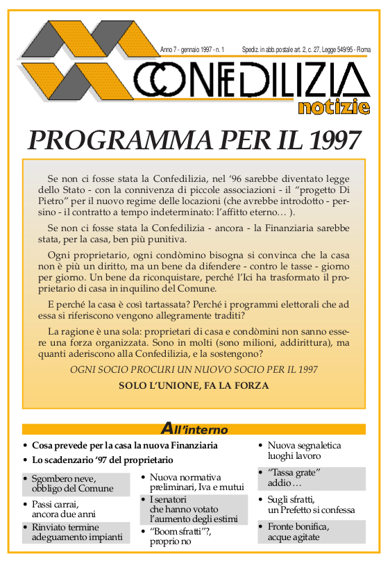 Confedilizia notizie – Gennaio 1997