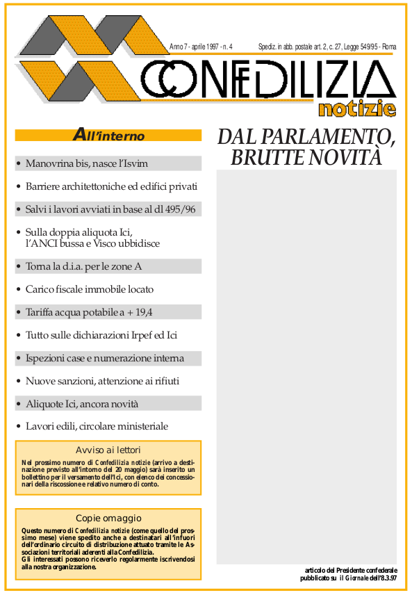 Confedilizia notizie – Aprile 1997