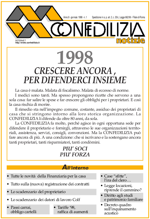 Confedilizia notizie – Gennaio 1998
