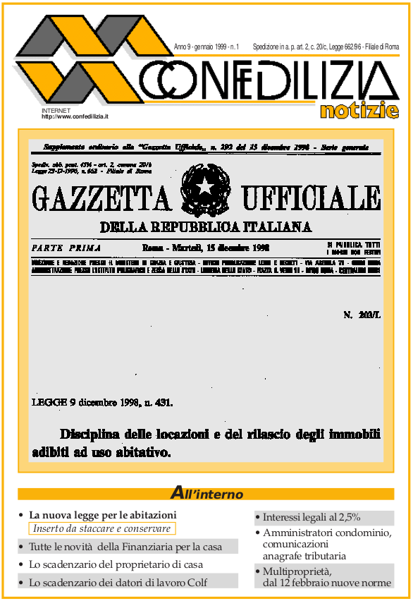 Confedilizia notizie – Gennaio 1999