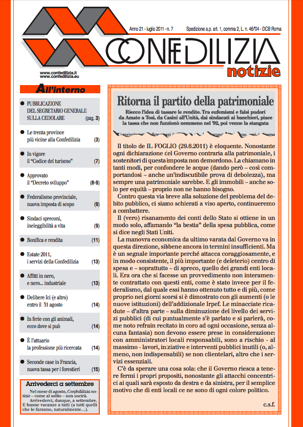 Confedilizia notizie – Luglio 2011