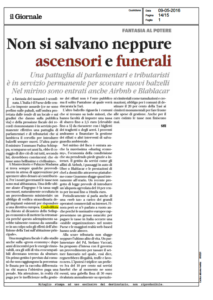 il Giornale - 09.5.2016 - Non si salvano neppure ascensori e funerali