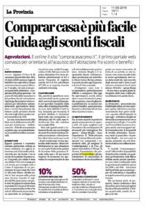 LA PROVINCIA - COMPRAR CASA è PIù FACILE - GUIDA AGLI SCONTI FISCALI