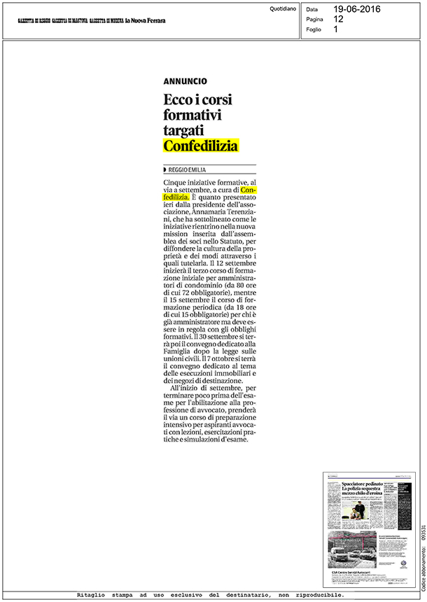 Gazzetta di Reggio 19.6