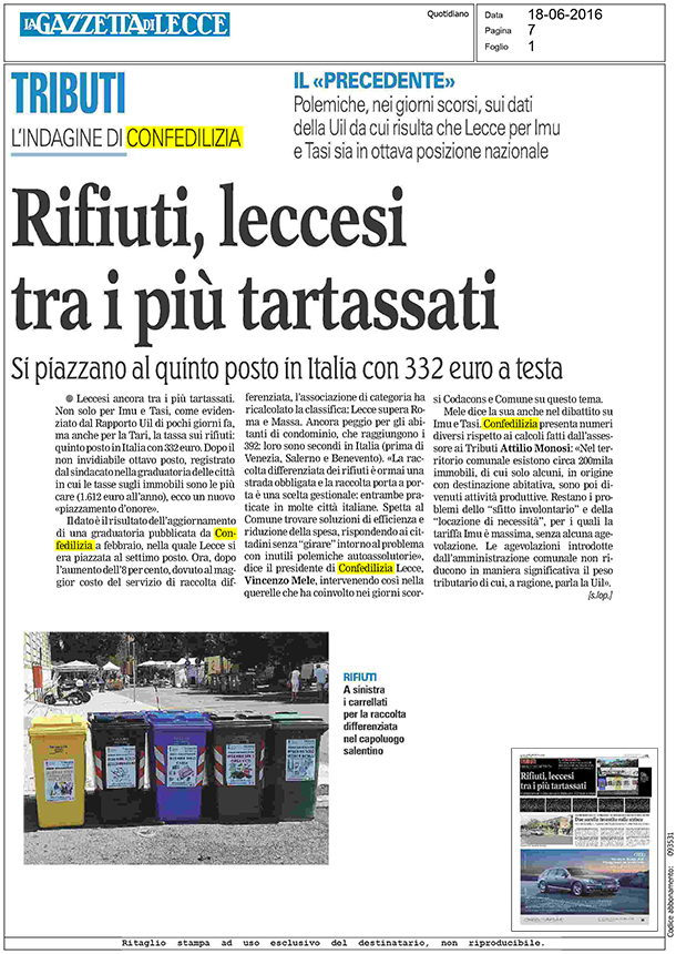 la Gazzetta di Lecce 18.6