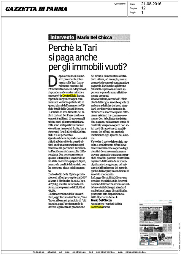 Gazzetta di Parma 21.8.2016