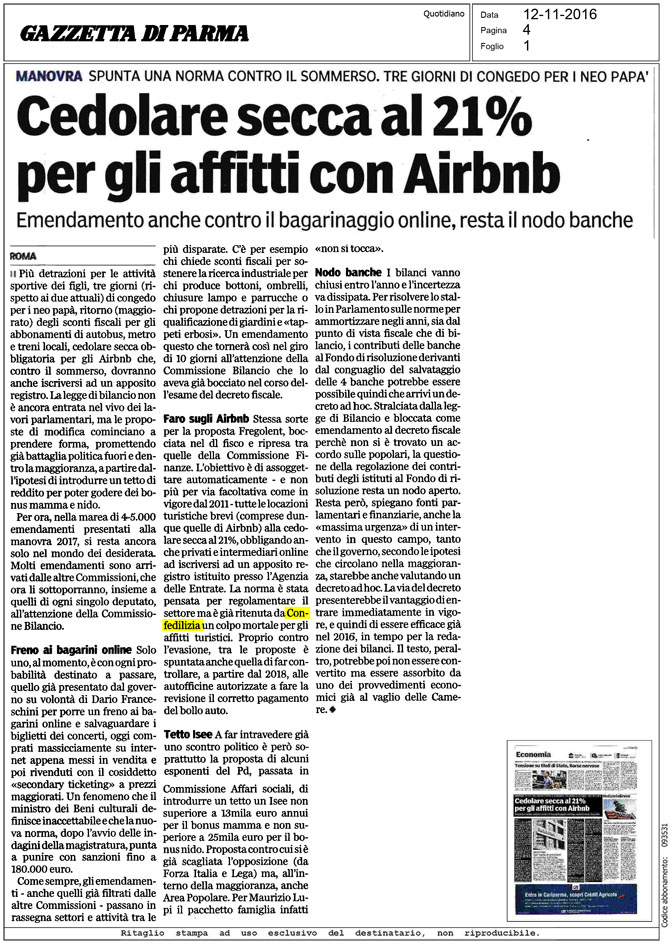 Gazzetta di Parma 12.11.2016