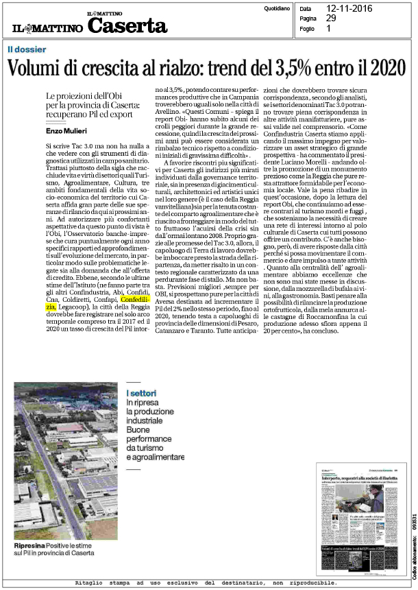 Il Mattino ed. Caserta 12.11.16