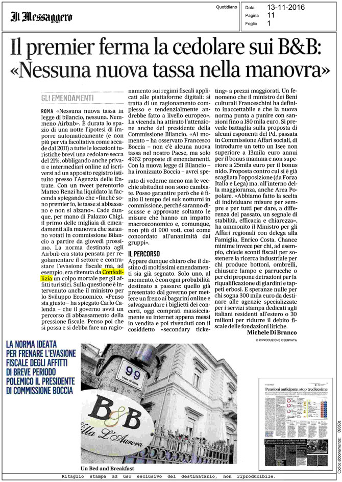 Il Messaggero 13.11.2016