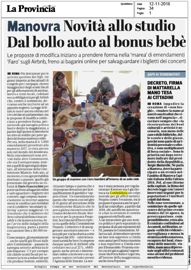 La Provincia di Cremona 12.11.16 Confedilizia