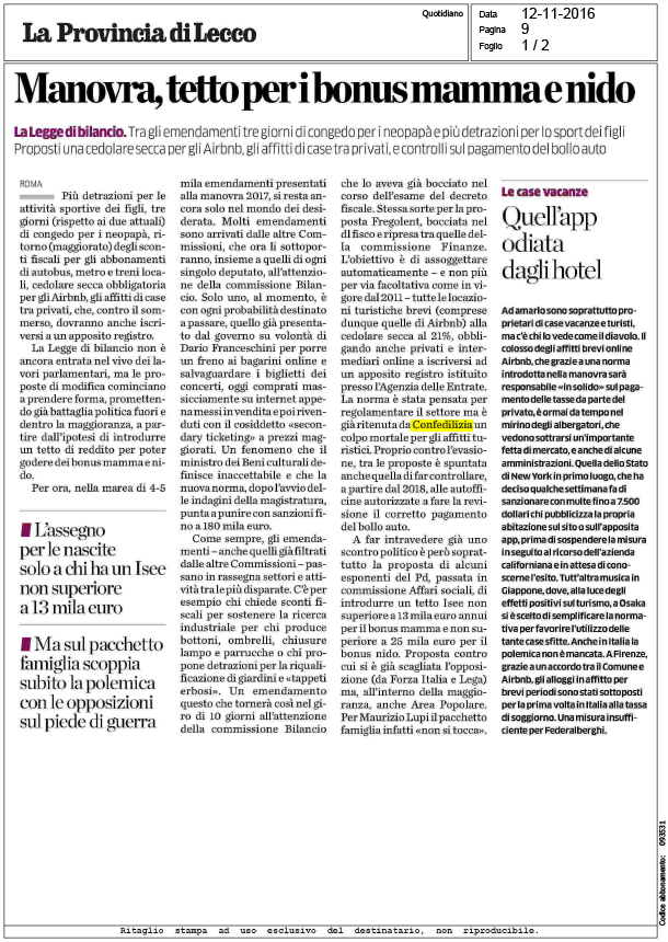 La Provincia di Lecco 12.11.16