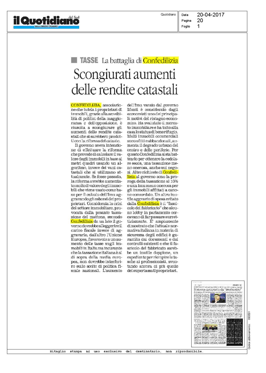 QUOTIDIANO DEL SUD 20.04.2017