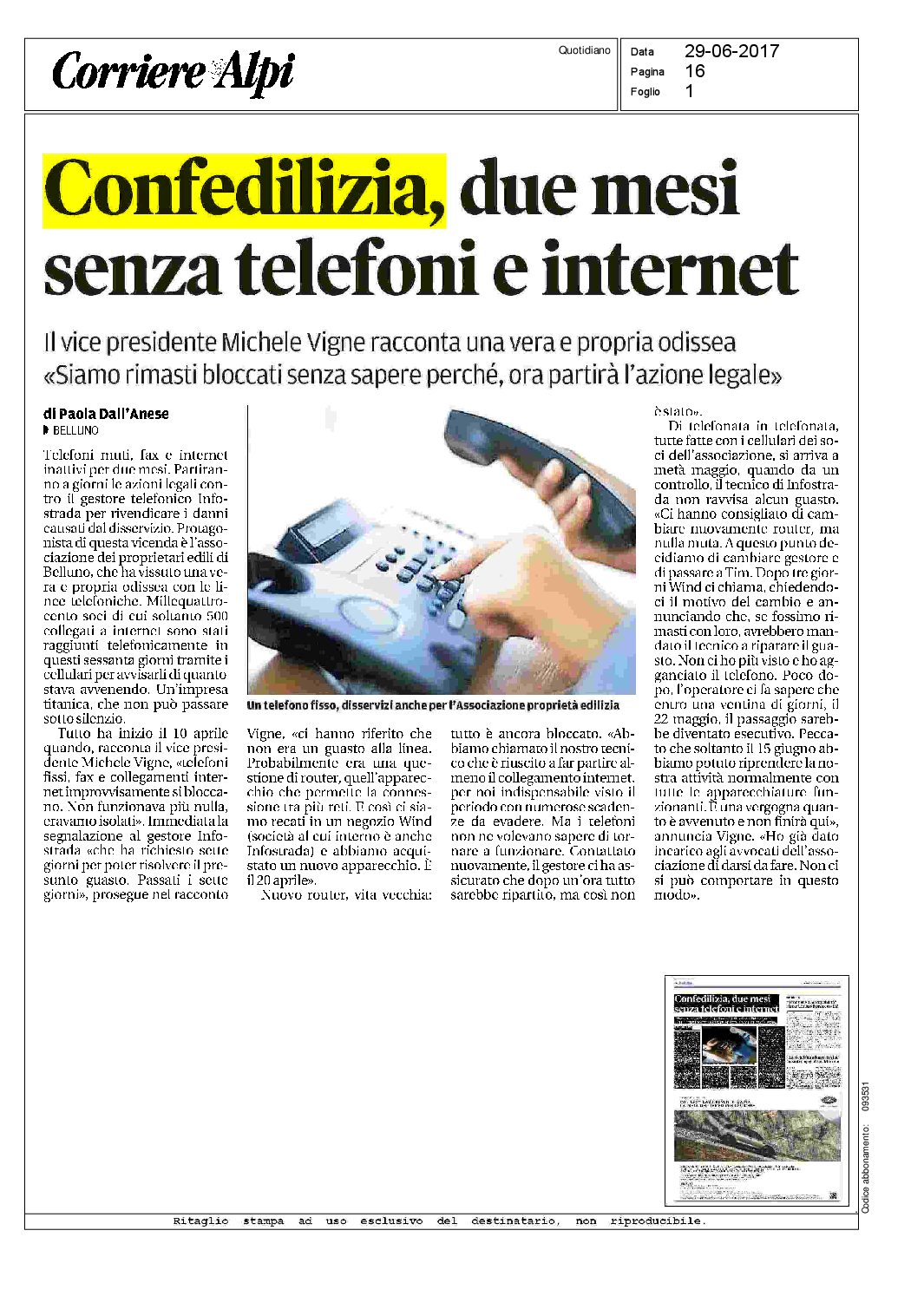Corriere delle Alpi 29.6.2017
