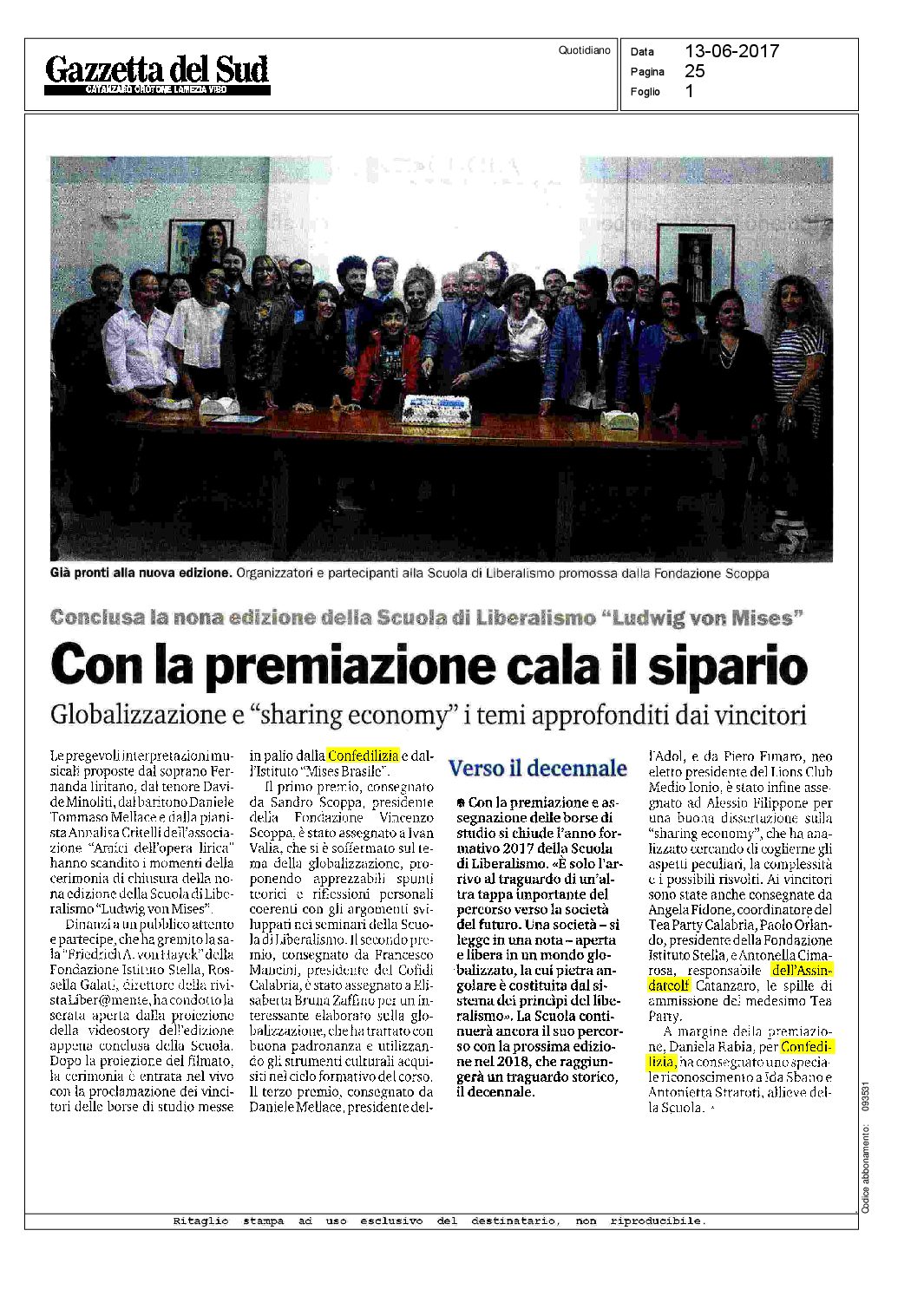 Gazzetta del Sud 13.6.2017 Confedilizia