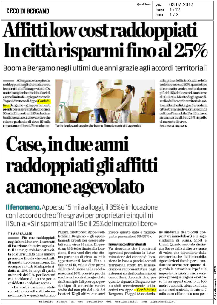 Leco di bergamo 3.7.2017 affitti low cost raddoppiati in ... Affitti low cost