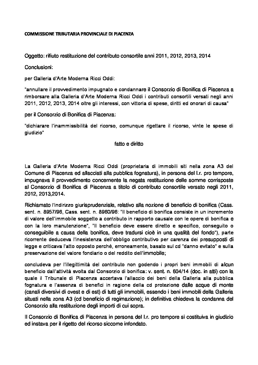 COMMISSIONE TRIBUTARIA PROVINCIALE DI PIACENZA