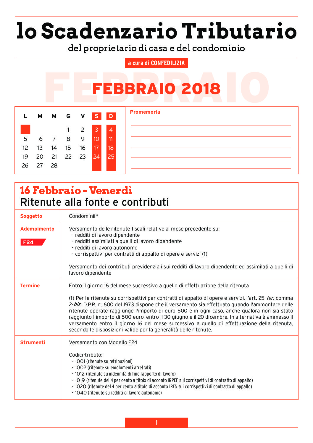 SCADENZARIO TRIBUTARIO FEBBRAIO 2018 (6 pagg )