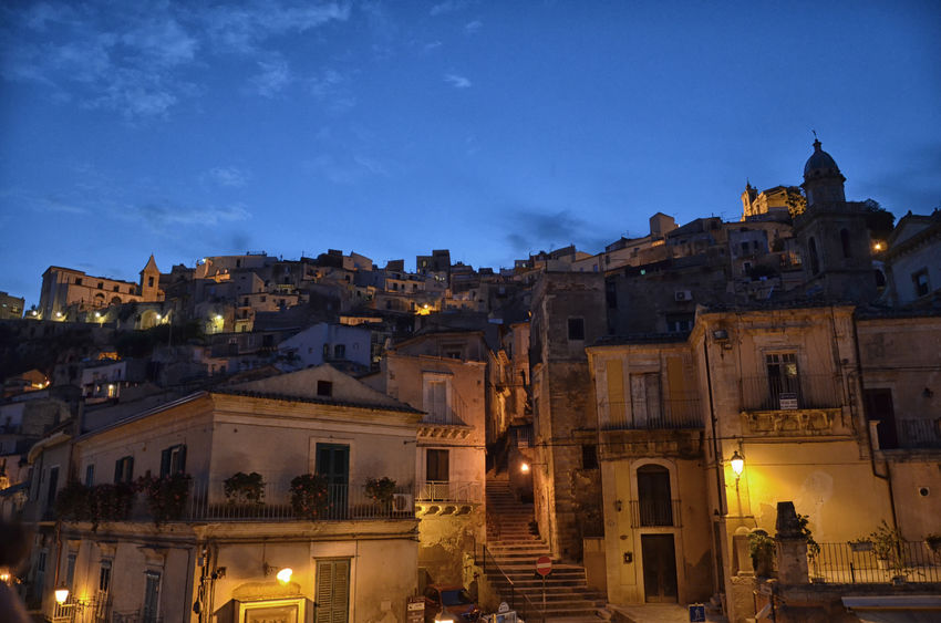 94535263 – night view of the hamlet of ragusa ibla