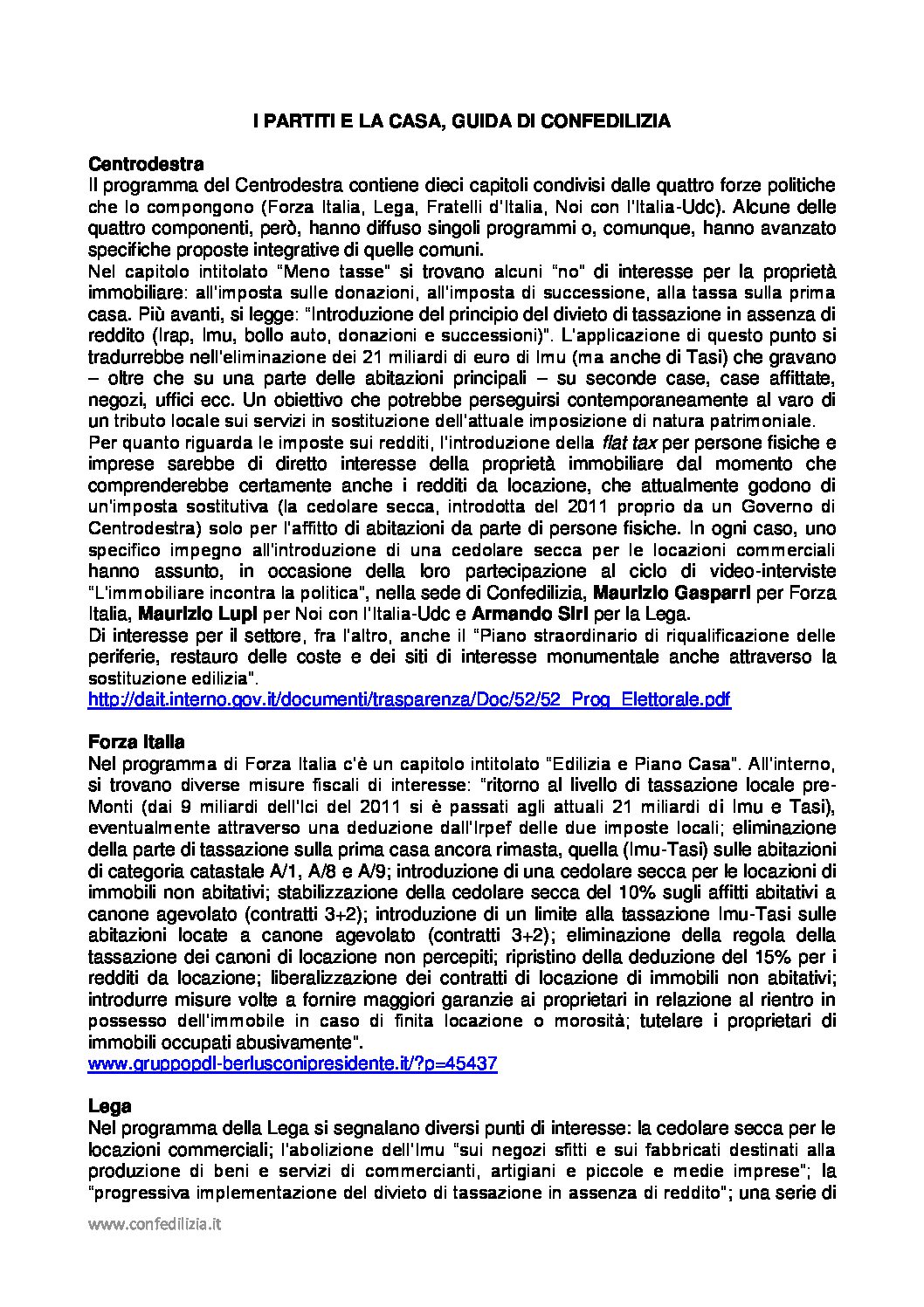 I partiti e la casa, guida di Confedilizia
