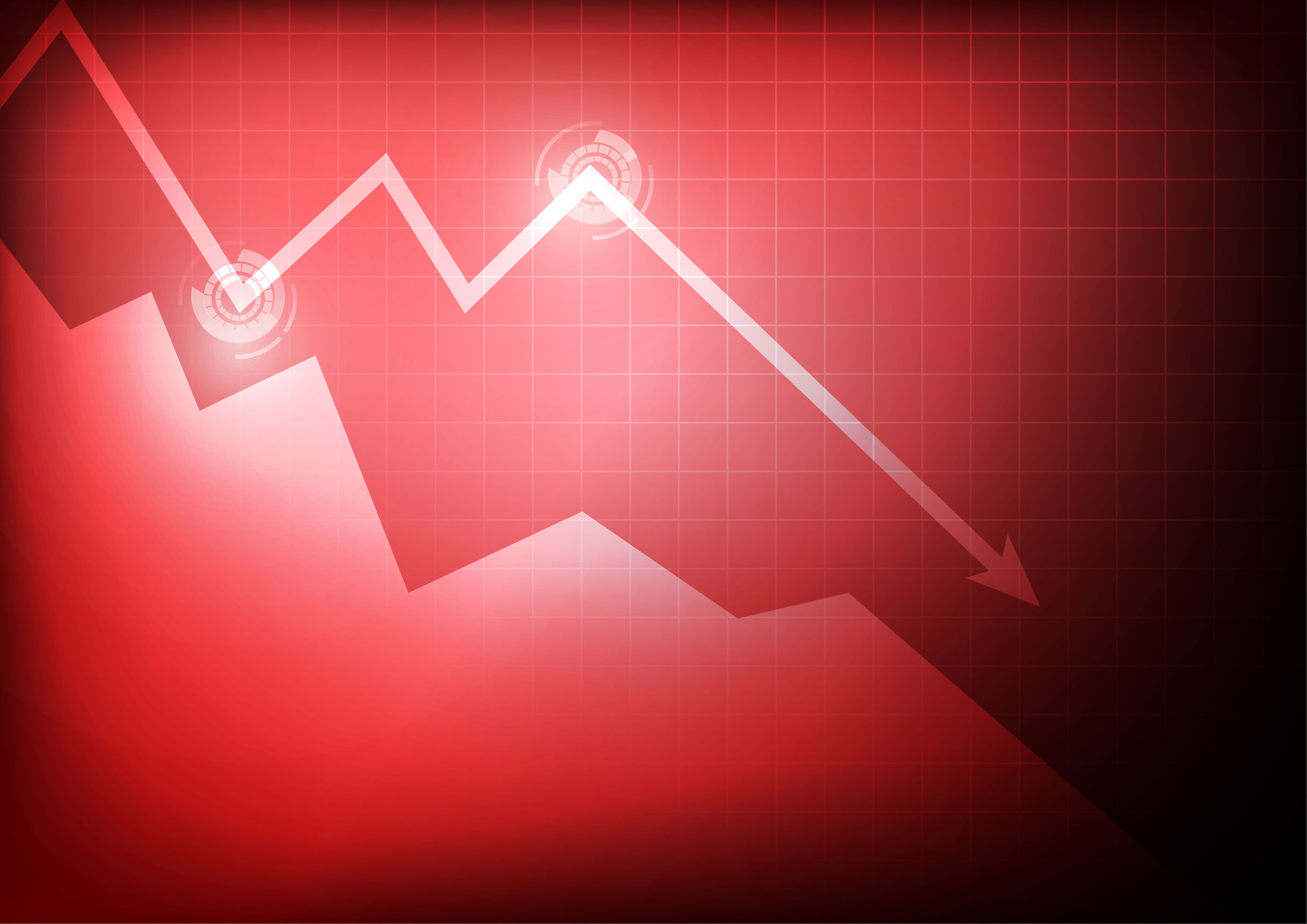 74300952 – vector : decreasing business graph on red background