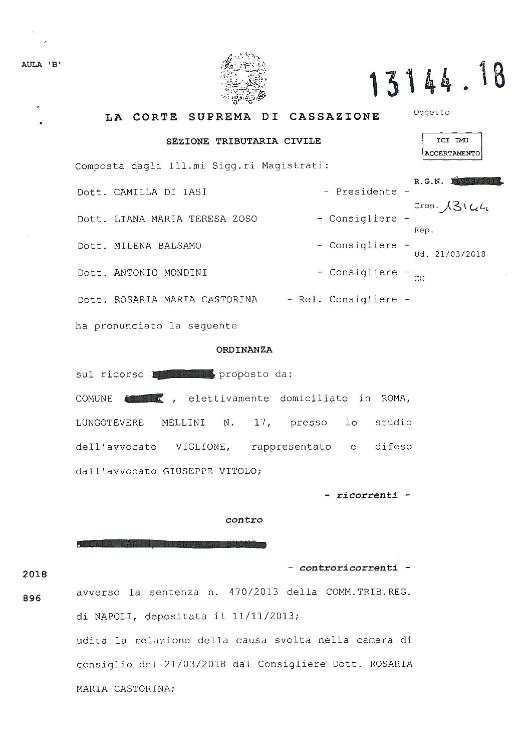 Ordinanza n. 13144.18