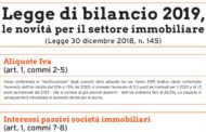 Legge di bilancio 2019, le novità per il settore immobiliare