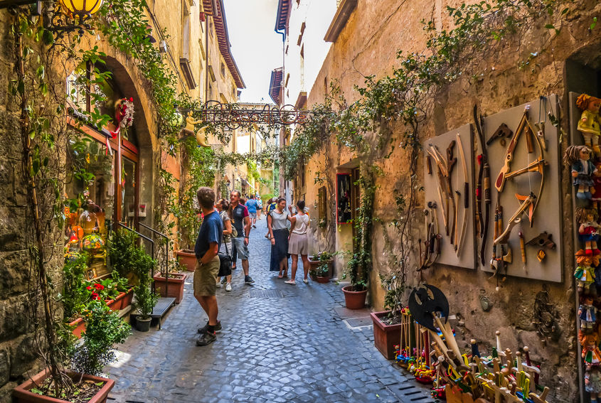Beautiful alley near Cathedral of Orvieto, Umbria, Italy