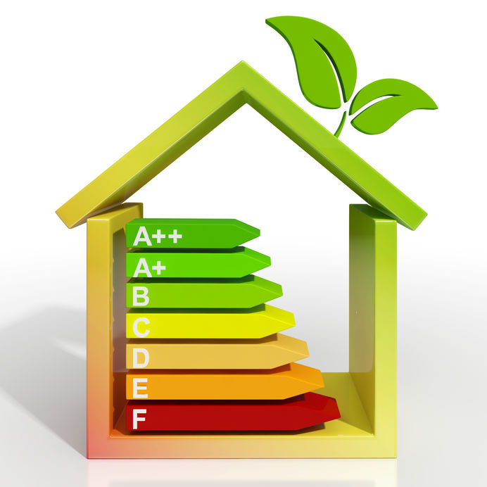 Energy Efficiency Rating Icon Shows Green House