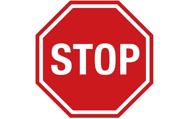49796743 – red stop sign icon with text flat icon for apps and websites