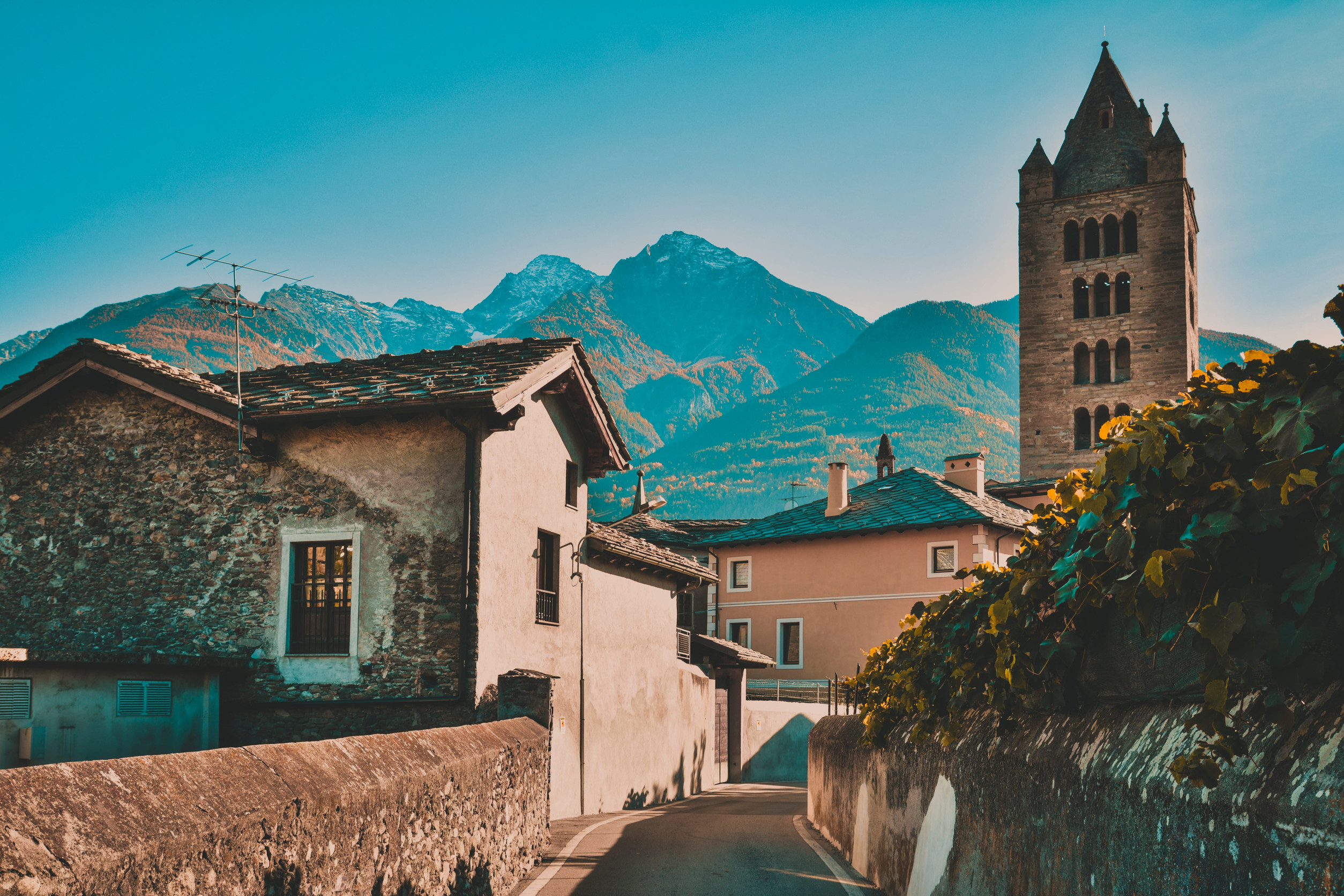 Beautiful view of Aosta is the regional capital of the Aosta Valley.